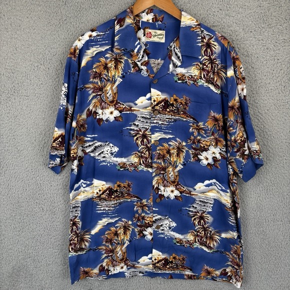 Hilo Hattie Other - Vintage Hilo Hattie Camp Shirt Mens XL Blue 100% Rayon Hawaiian Aloha Island